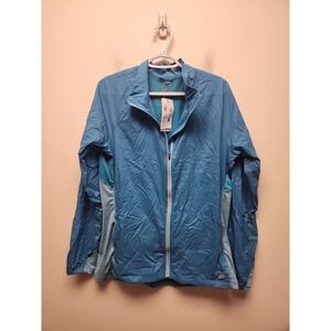 Womens LL Bean Windbreaker Track Reflective Cycling Jacket  Zip Turquoise L New